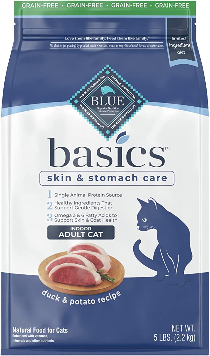 Blue Buffalo Basics Skin & Stomach Care Grain-Free, Natural Indoor Adult Dry Cat Food