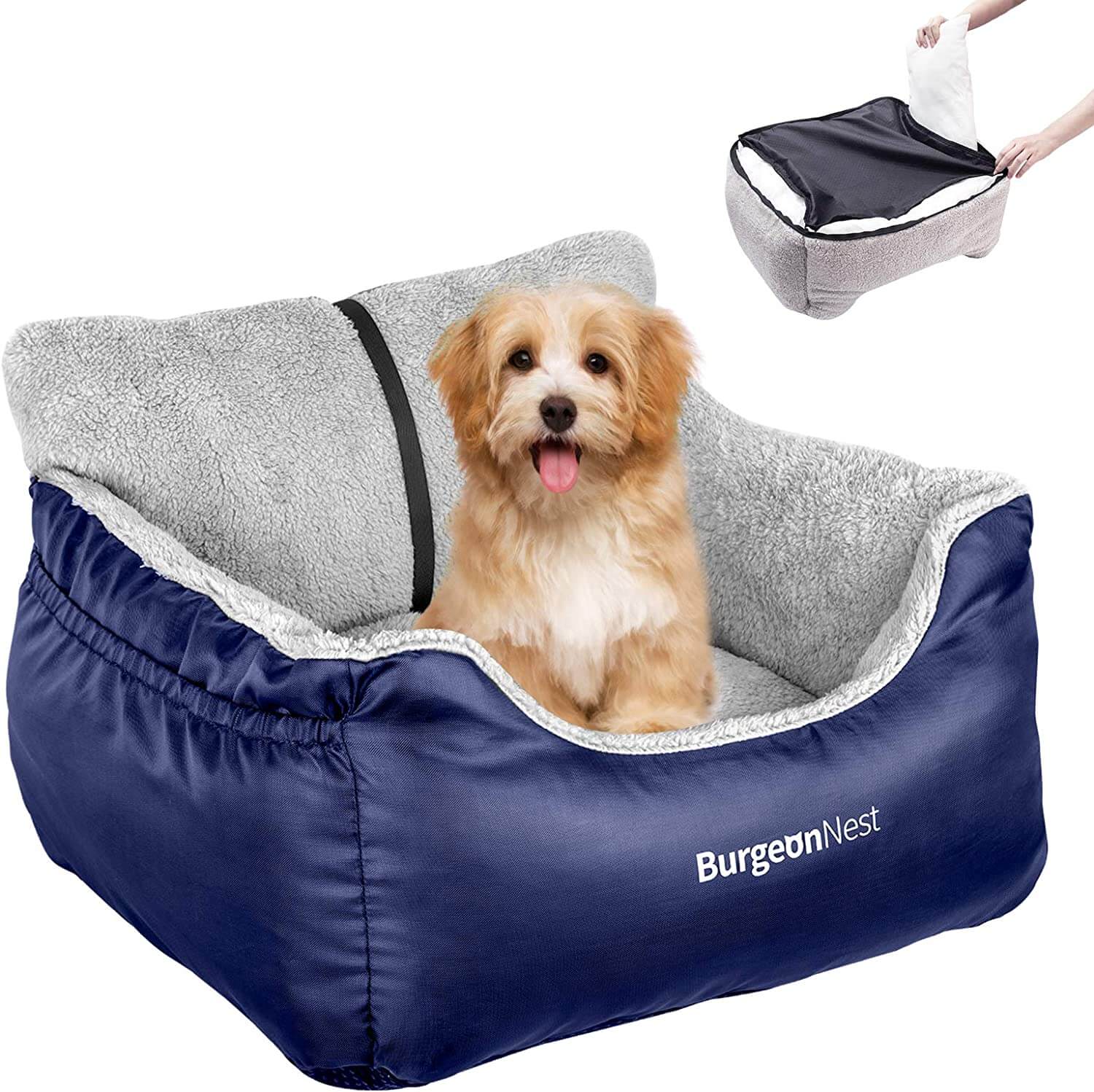 BurgeonNest Fully Detachable and Washable Dog Car Seat for Small Dogs