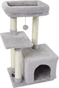 FISH&NAP Cat Condo Tower with Sisal Scratching Posts and Jump Platform