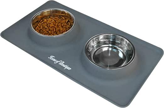 Nepfaivy Spill Proof Cat Water Bowls Stainless with Non-Skid Silicone Mat
