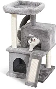PAWZ Road Multilevel Scratching Sisal Post Cat Tower with Double Condos