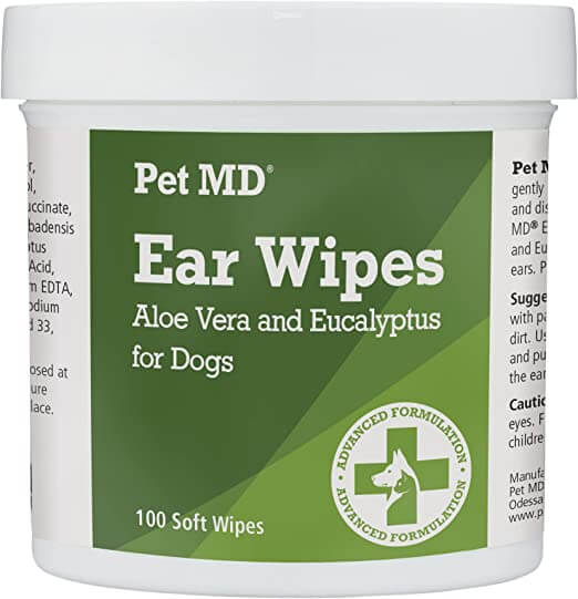 Pet MD Dog Ear Cleaner Wipes Otic Cleanser for Dogs to Stop Ear Itching, and Infections
