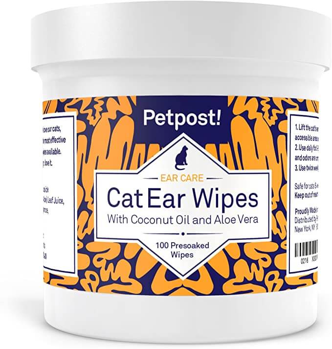 Petpost Ultra Soft Cat Ear Cleaner Wipes in Coconut Oil Solution