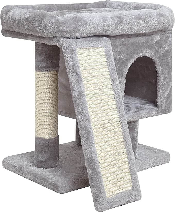 SYANDLVY Cat Activity Tower with Plush Perch, Scratching Post, and Board