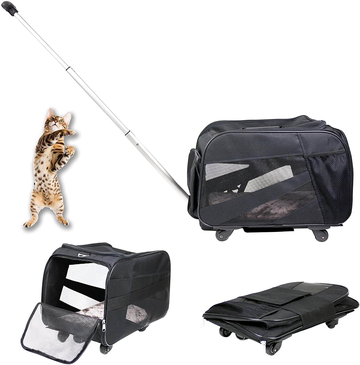 dbest products Pet Smart Cart Cat Carrier with Wheels