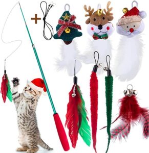APSUAE Replaceable and Retractable Christmas Cat Toy